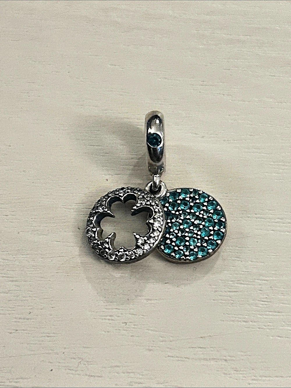 Pandora Dazzling Clover Dangle Charm Silver & Blue 925 Charm